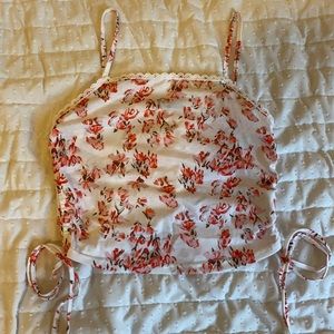 Shein Croped White and Pink floral top.